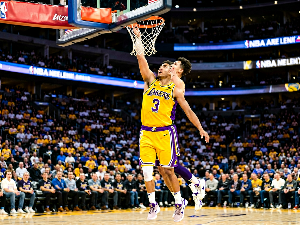 NBA常规赛湖人对阵勇士精彩扣篮瞬间